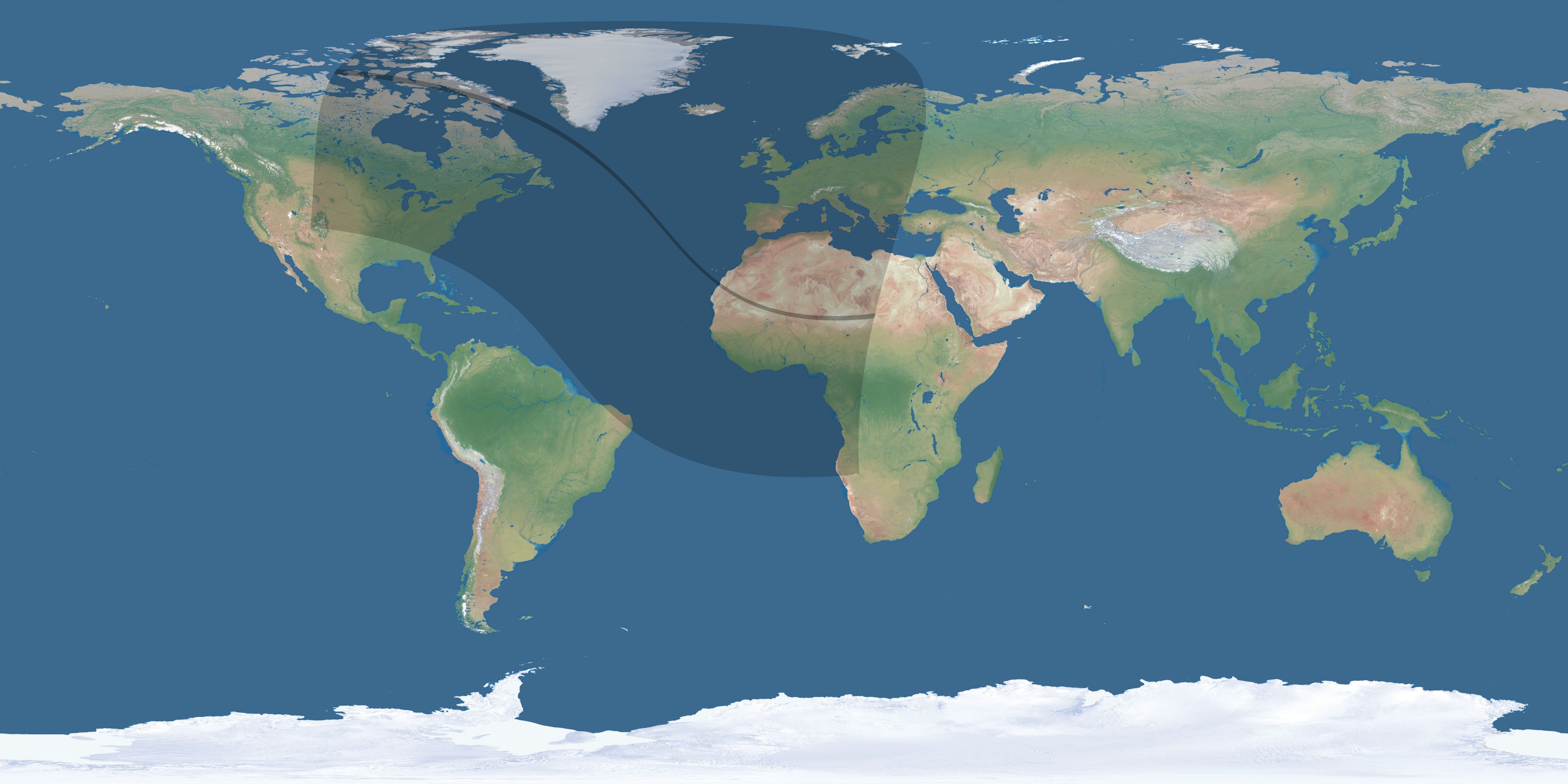 Map of the umbra and penumbra path of the solar eclipse of 10/06/2898