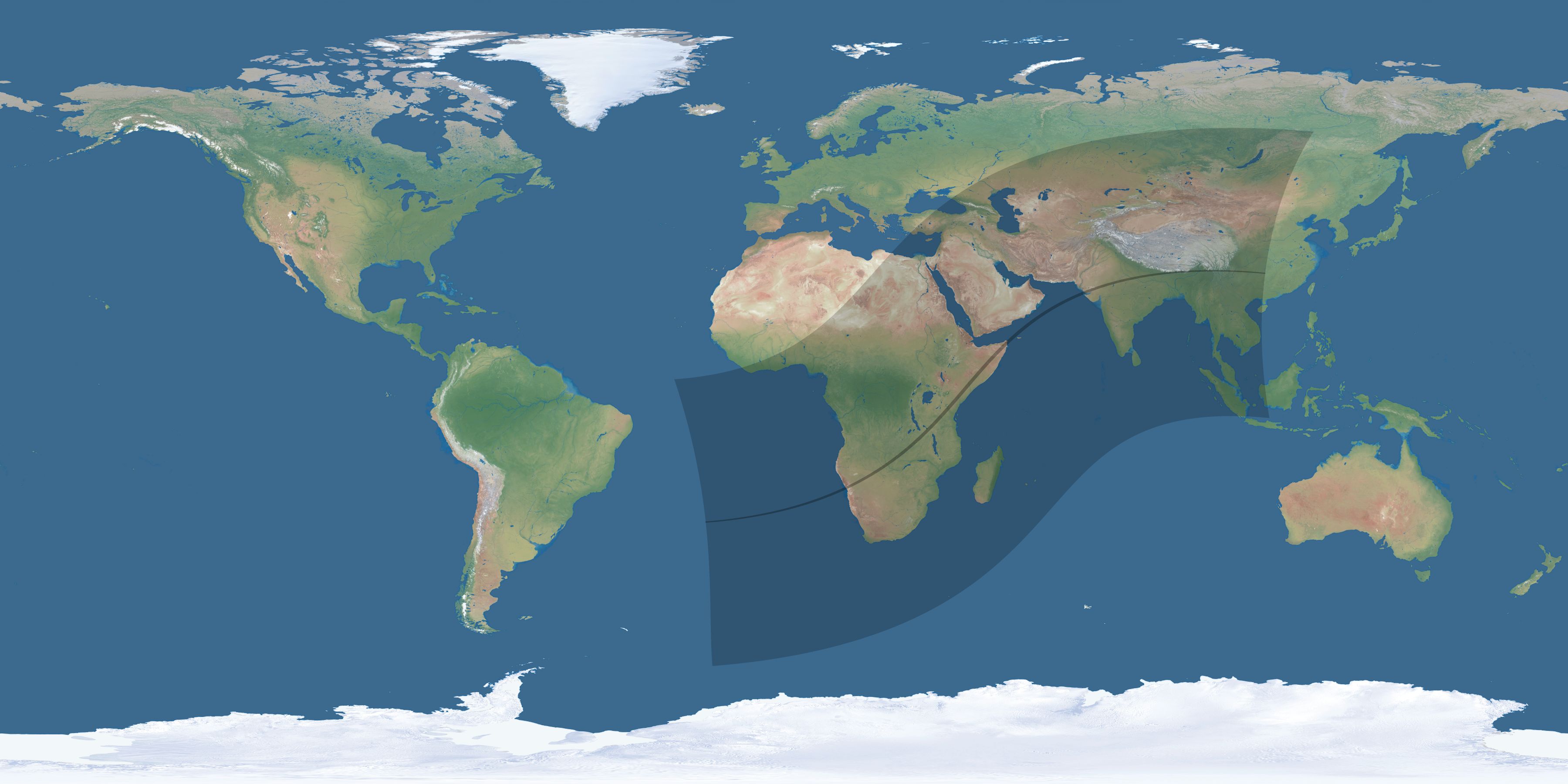 Map of the umbra and penumbra path of the solar eclipse of 04/01/2899