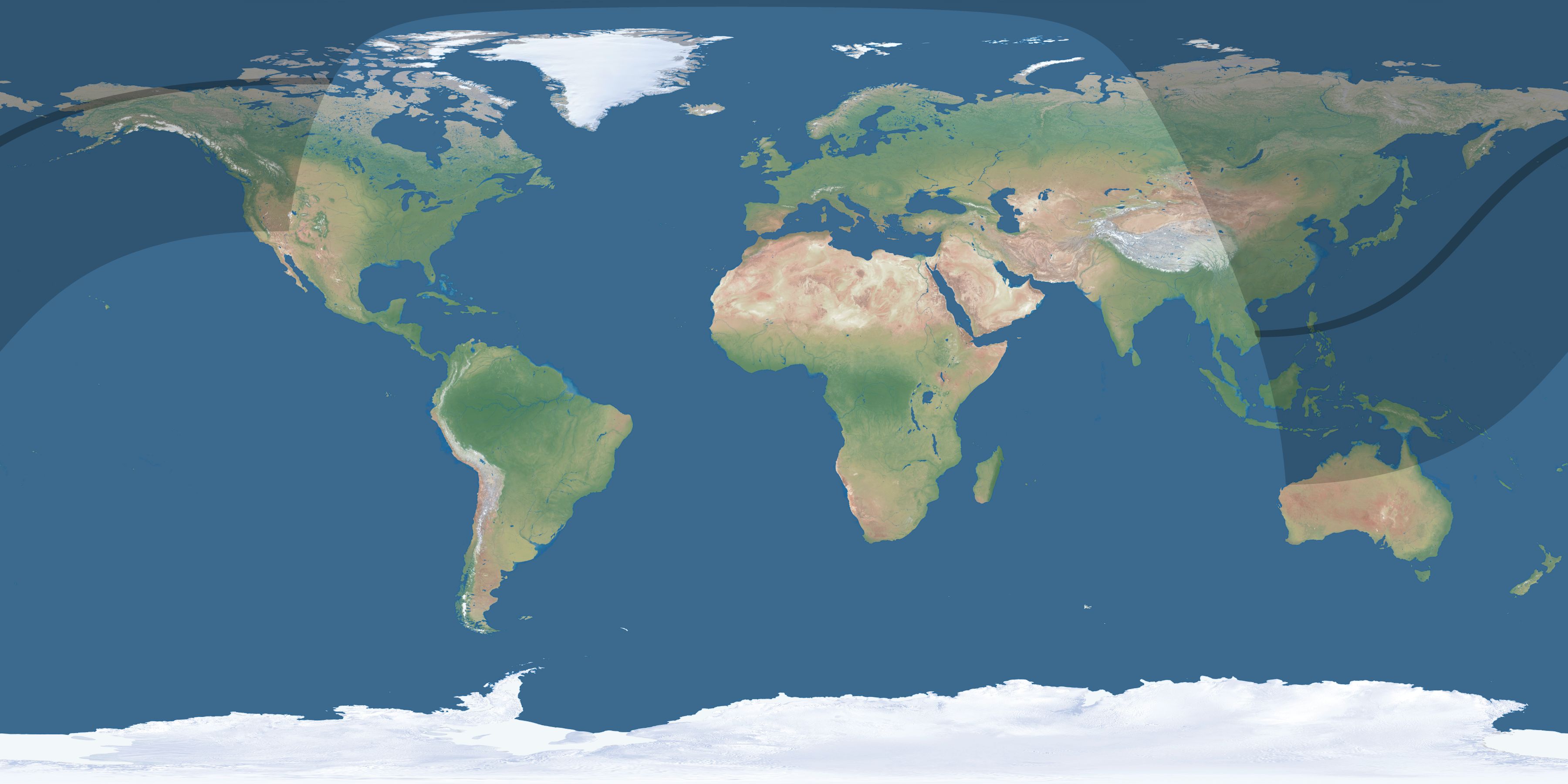 Map of the umbra and penumbra path of the solar eclipse of 03/22/2900