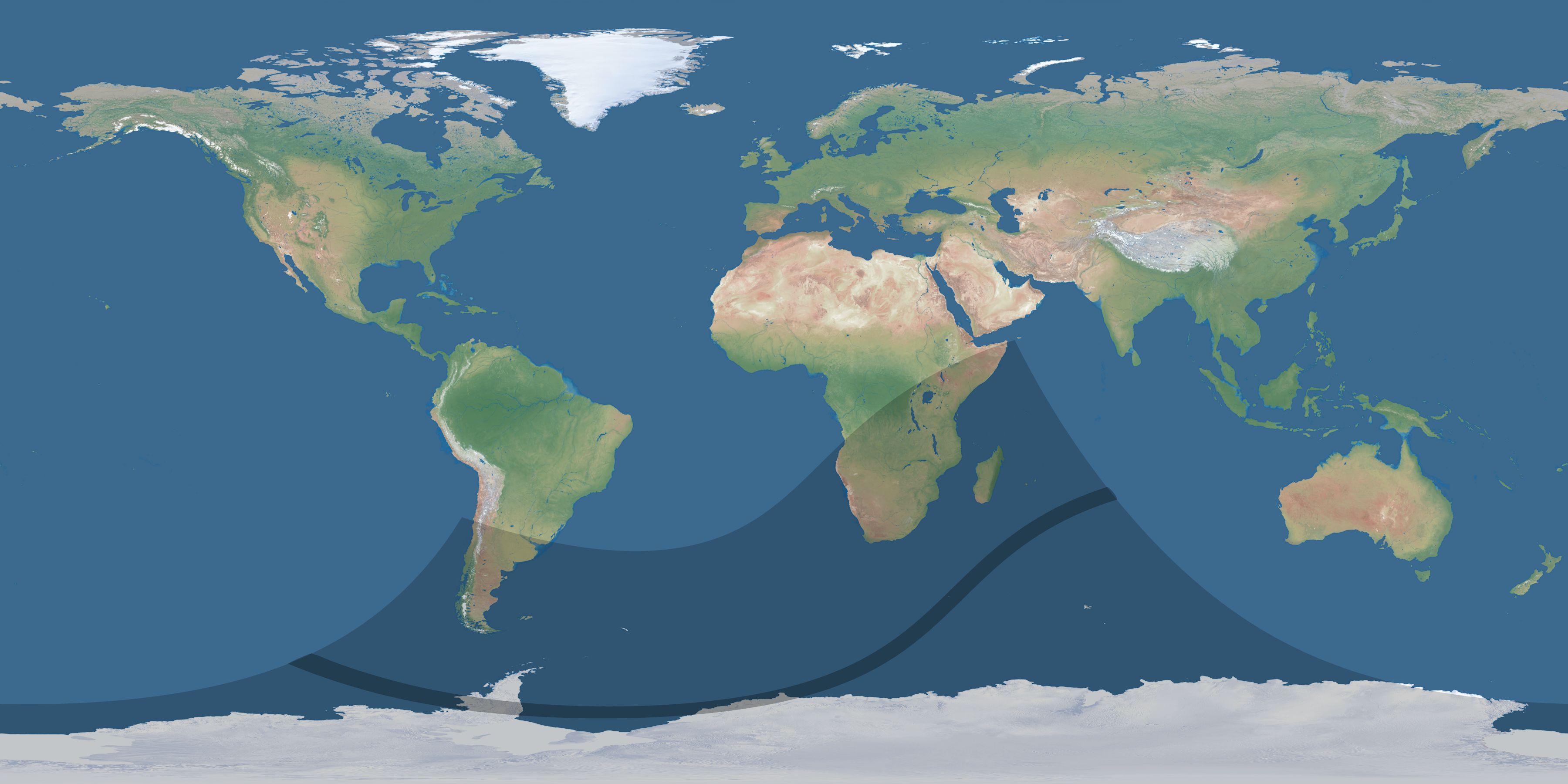 Map of the umbra and penumbra path of the solar eclipse of 01/30/2902