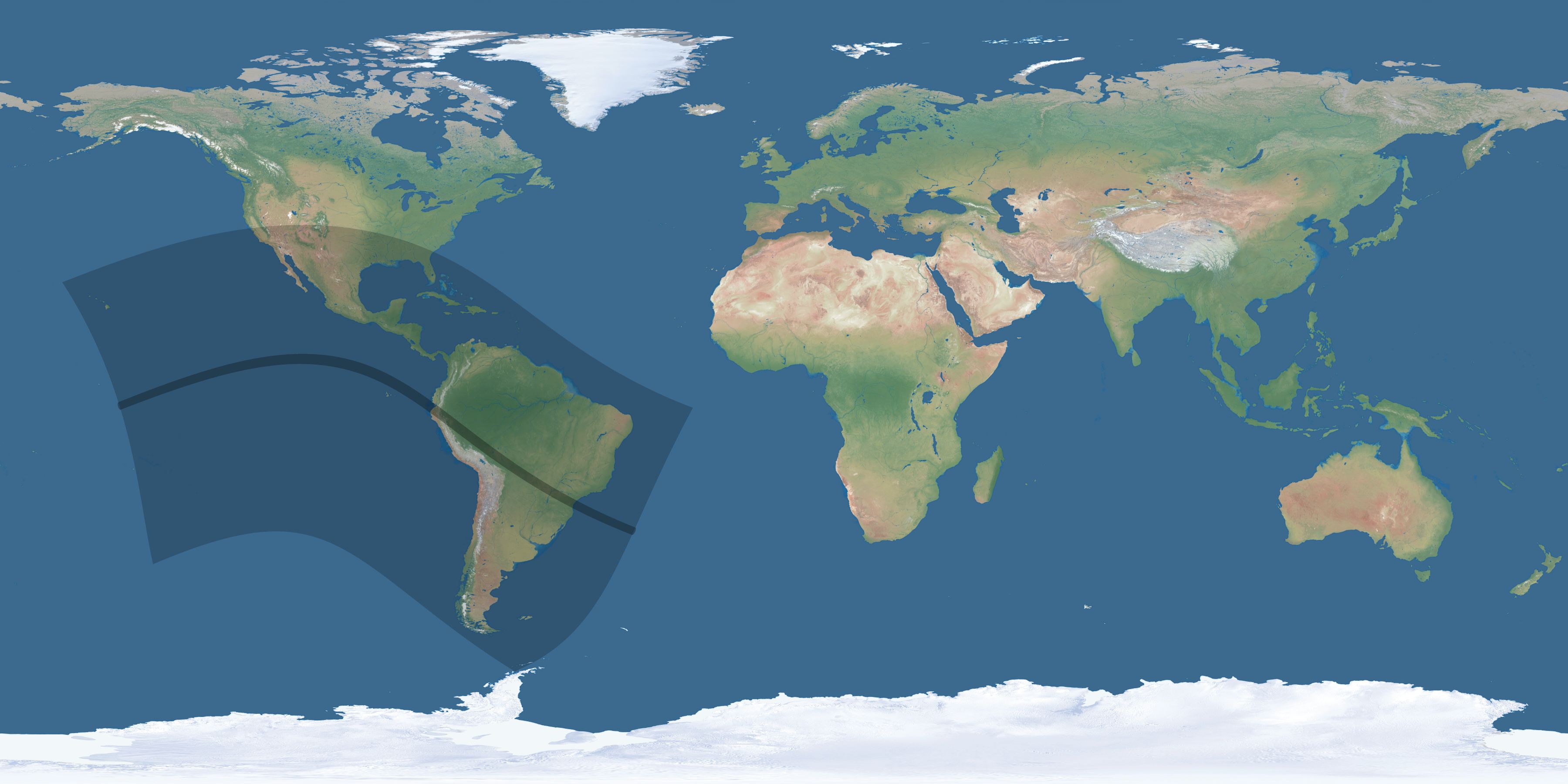 Map of the umbra and penumbra path of the solar eclipse of 07/16/2903