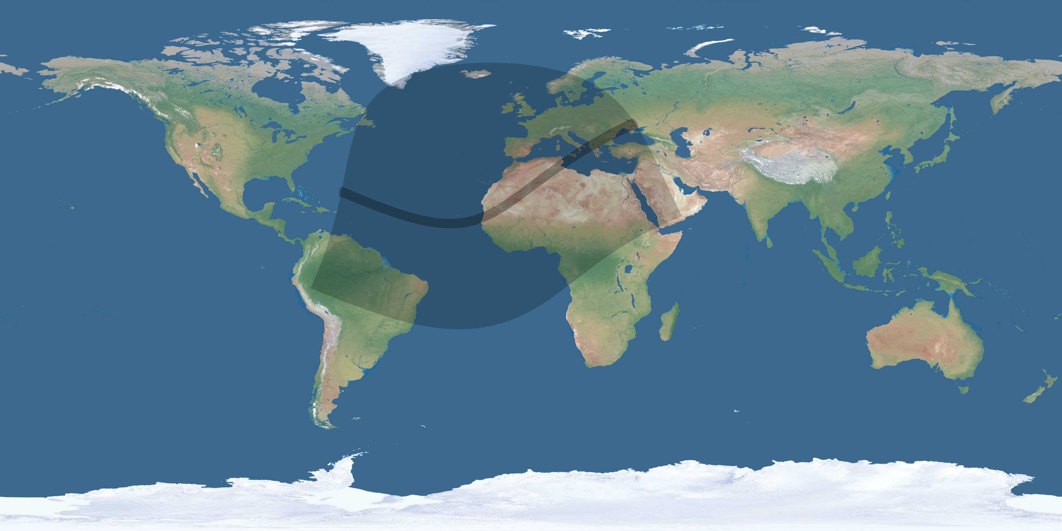 Map of the umbra and penumbra path of the solar eclipse of 01/08/2904