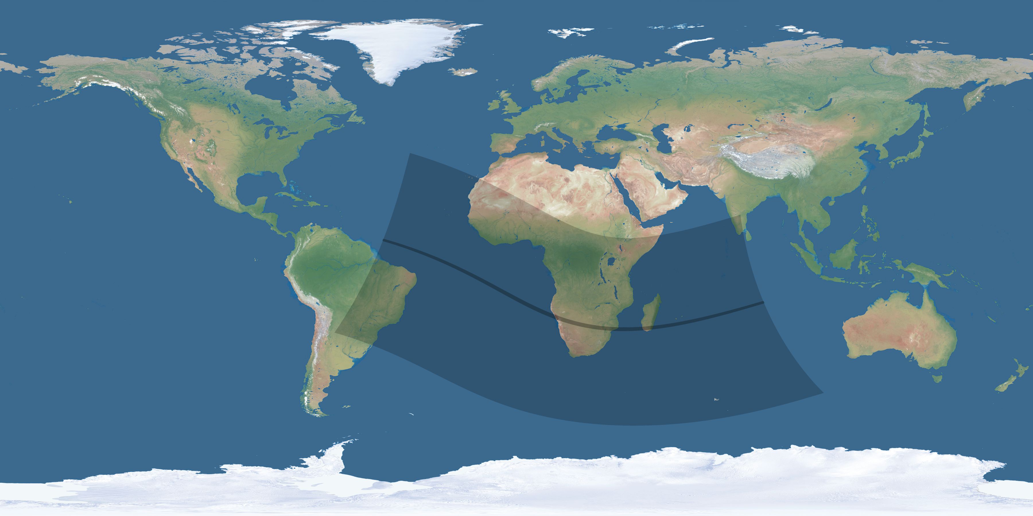 Map of the umbra and penumbra path of the solar eclipse of 11/07/2906