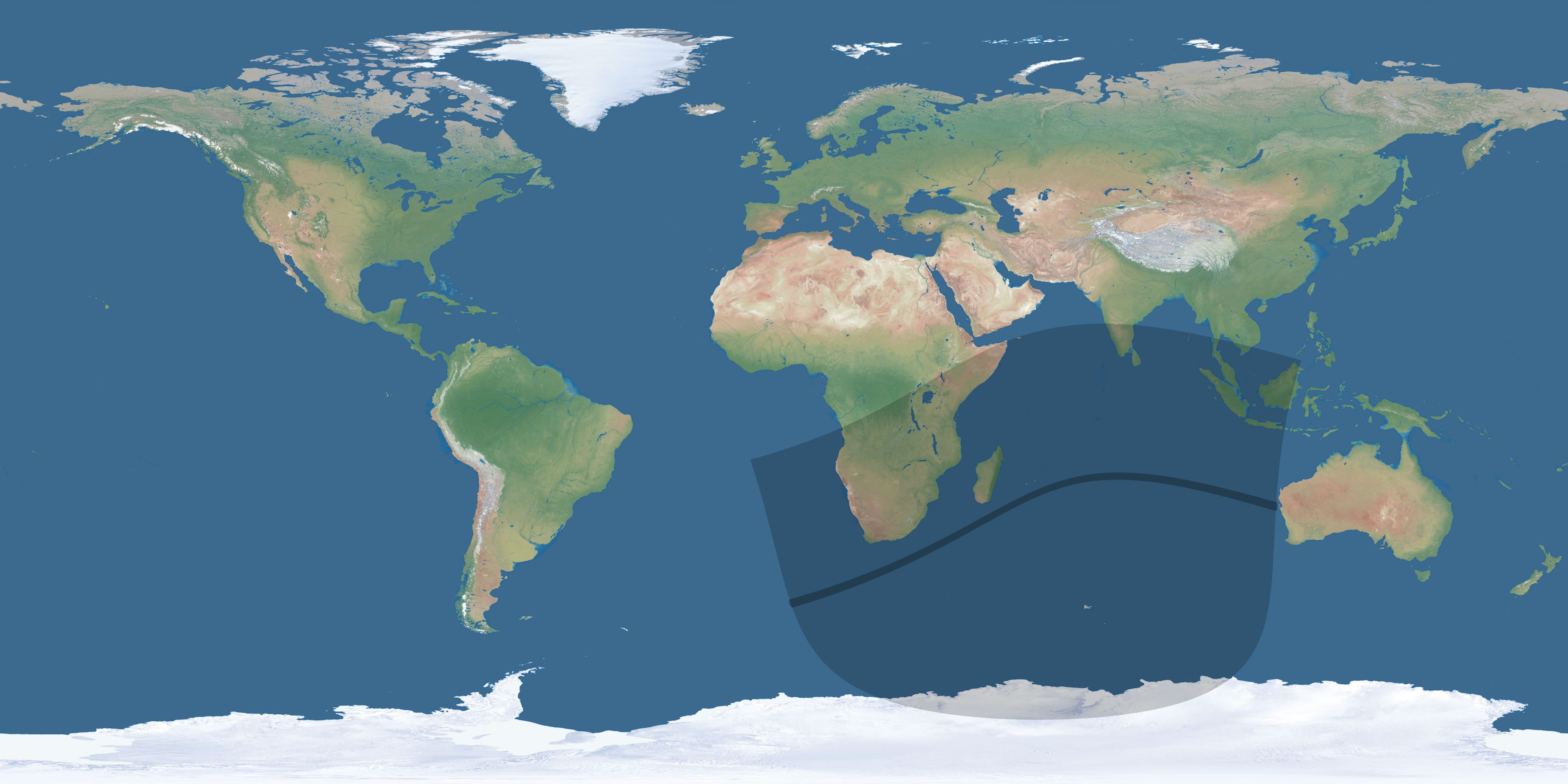 Map of the umbra and penumbra path of the solar eclipse of 05/03/2907