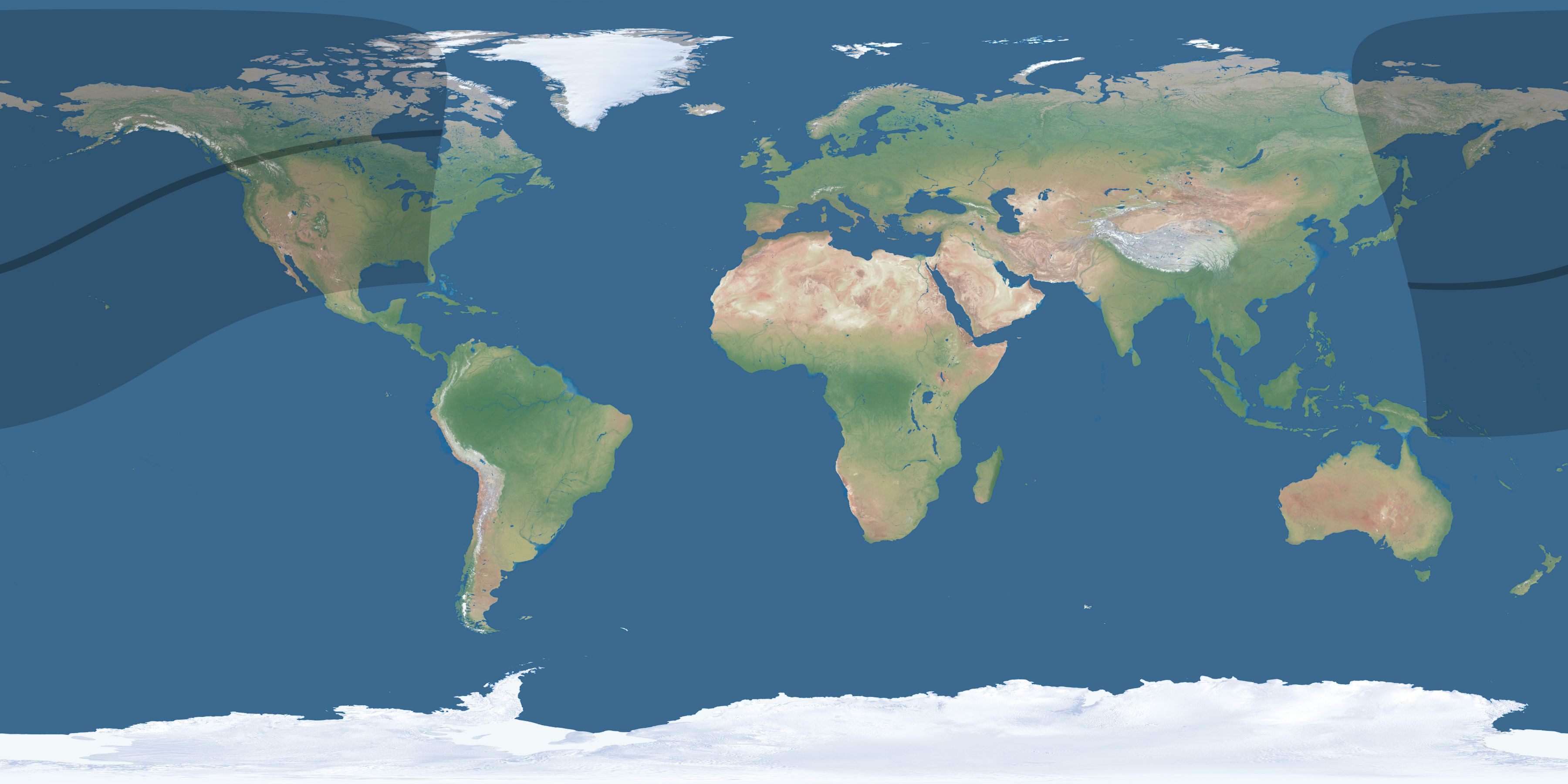 Map of the umbra and penumbra path of the solar eclipse of 03/13/2909