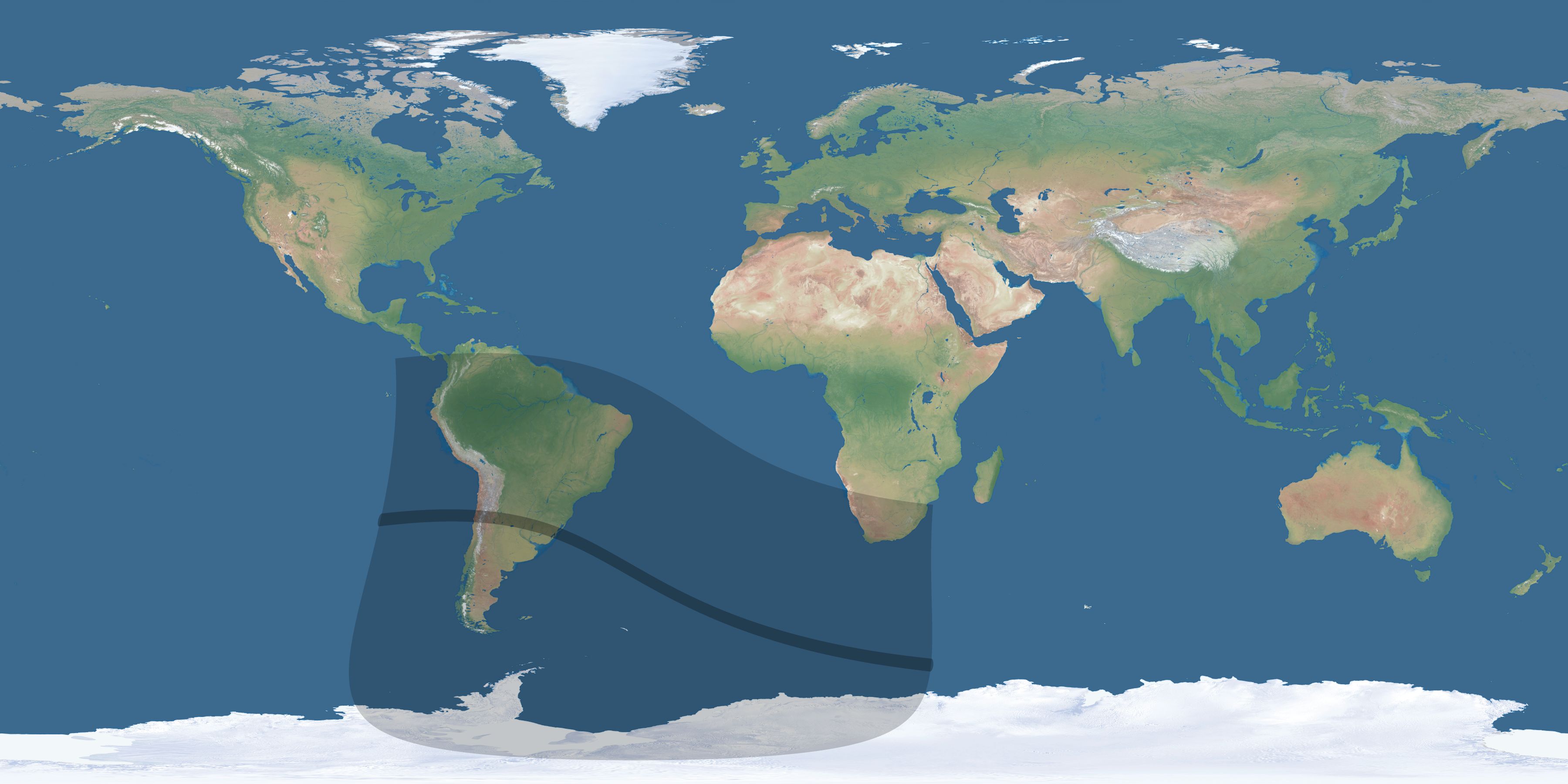 Map of the umbra and penumbra path of the solar eclipse of 09/05/2909