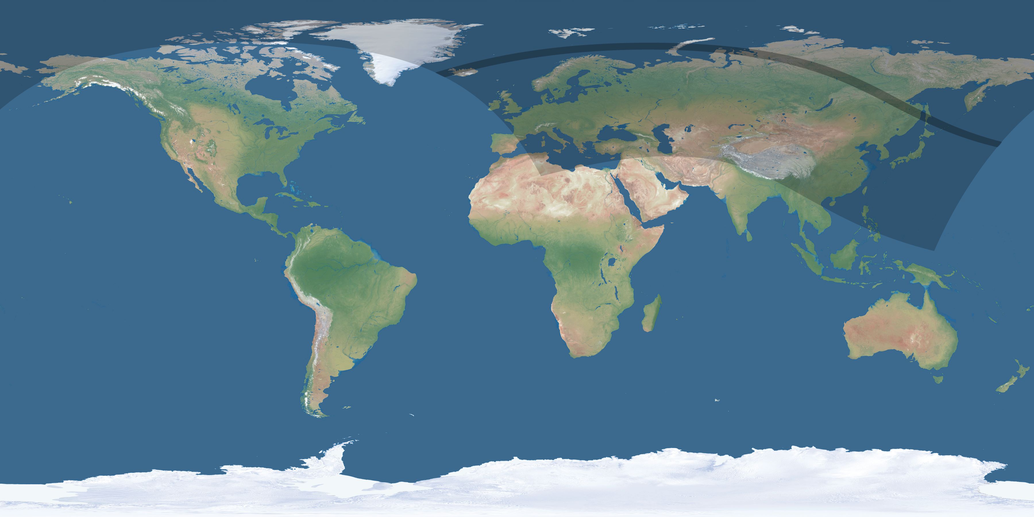 Map of the umbra and penumbra path of the solar eclipse of 08/15/2911