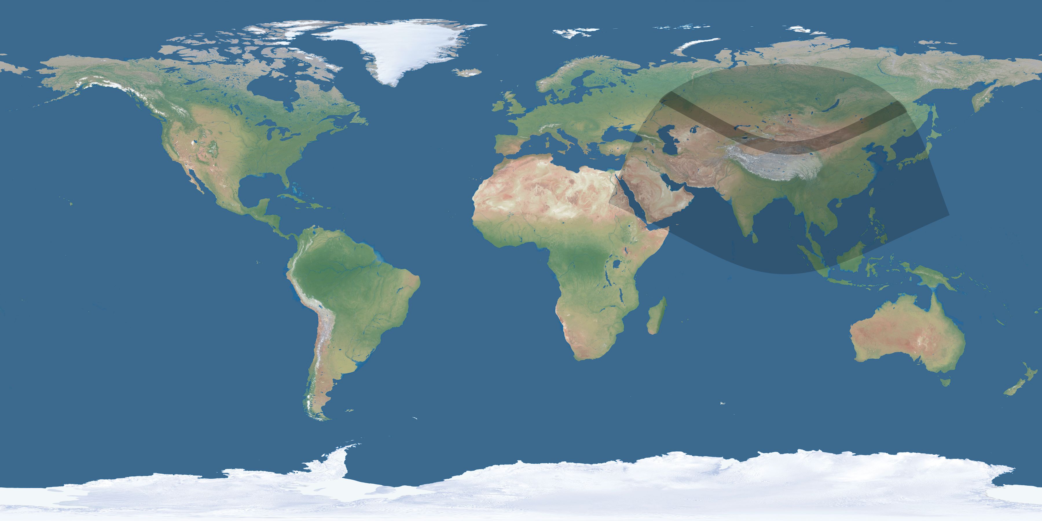Map of the umbra and penumbra path of the solar eclipse of 12/29/2912