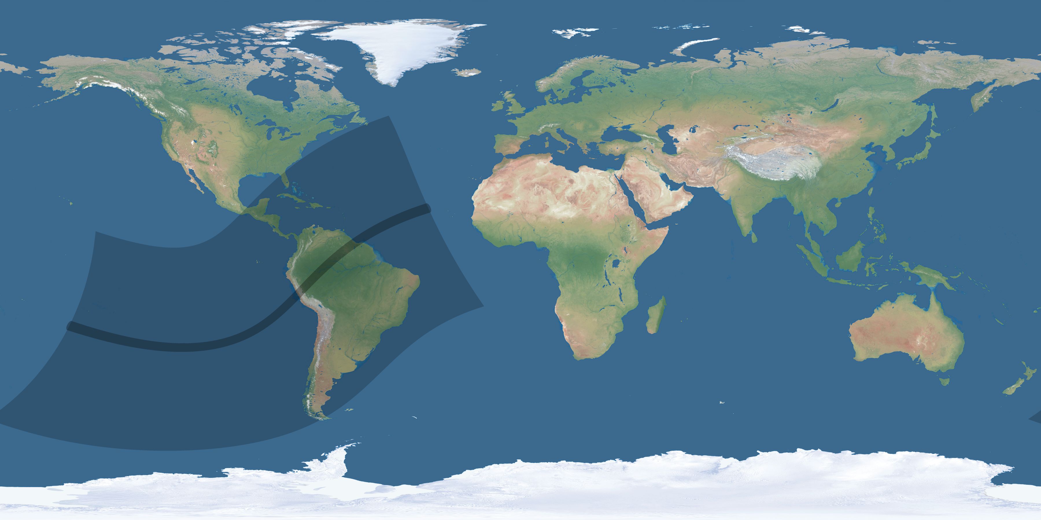 Map of the umbra and penumbra path of the solar eclipse of 01/30/2921